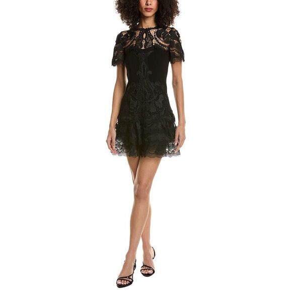 Simkhai WomensPaislee Guipure Lace Mini Dress Black